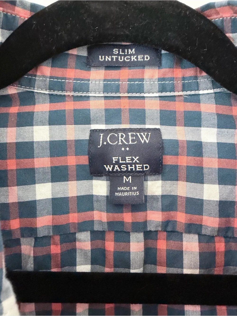 J. Crew Slim Untucked Men’s Navy & Orange Plaid Button-Down Shirt Size Medium